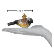 Vintage Chickadee Ornament Hand For Scale