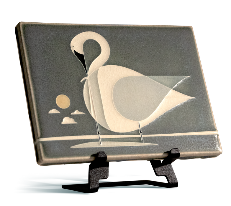 Trumpeter Swan tile on easel
