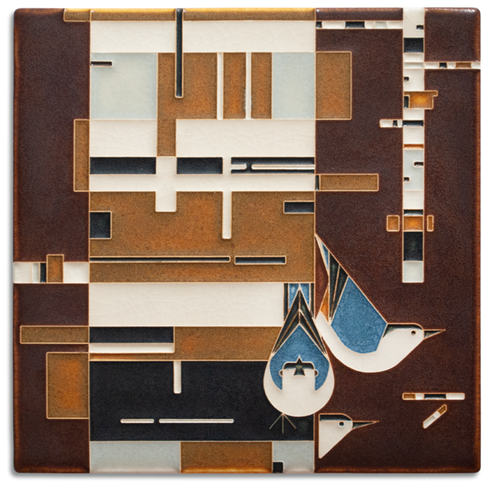 8x8 Birch Bark & Birds Tile