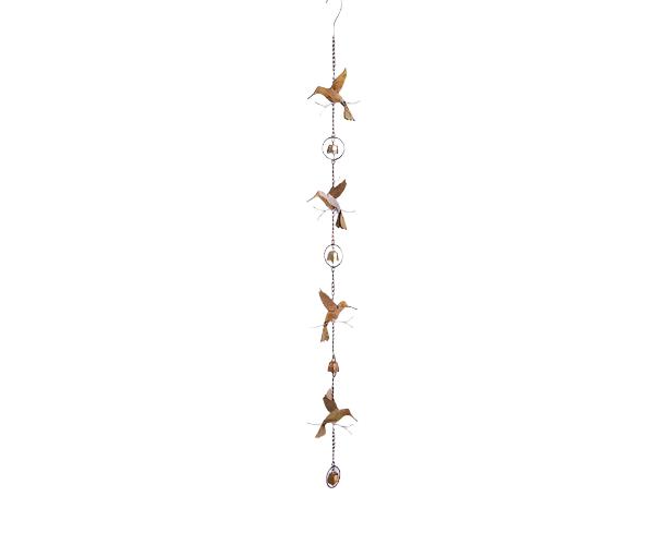 Hummingbird & Bells Flamed Hanging Ornament
