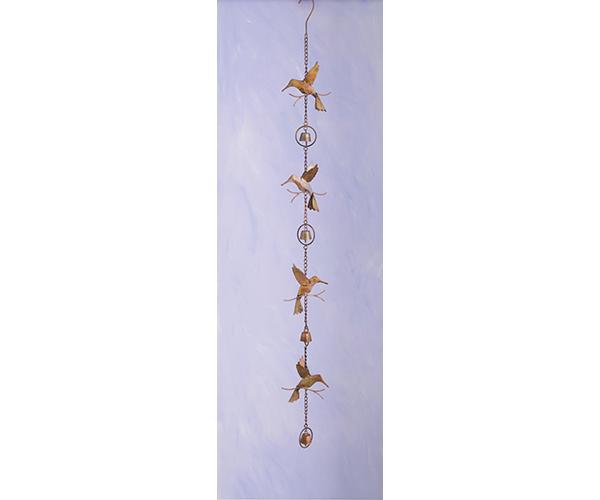 Hummingbird & Bells Flamed Hanging Ornament