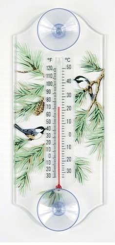 Chickadee/Pine Classic Window Thermometer