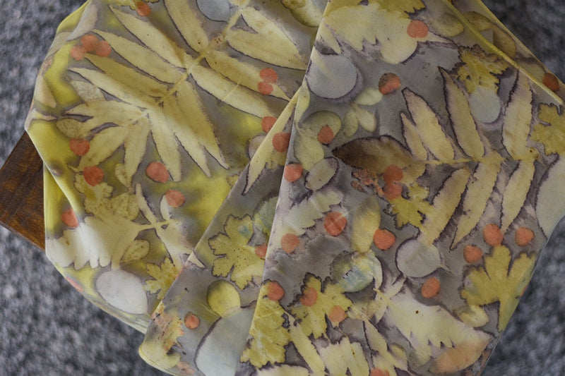 Silk Crepe Infinity Scarf dyed in Weld