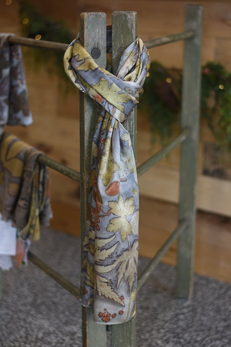 Silk Satin Scarf dyed in Logwood