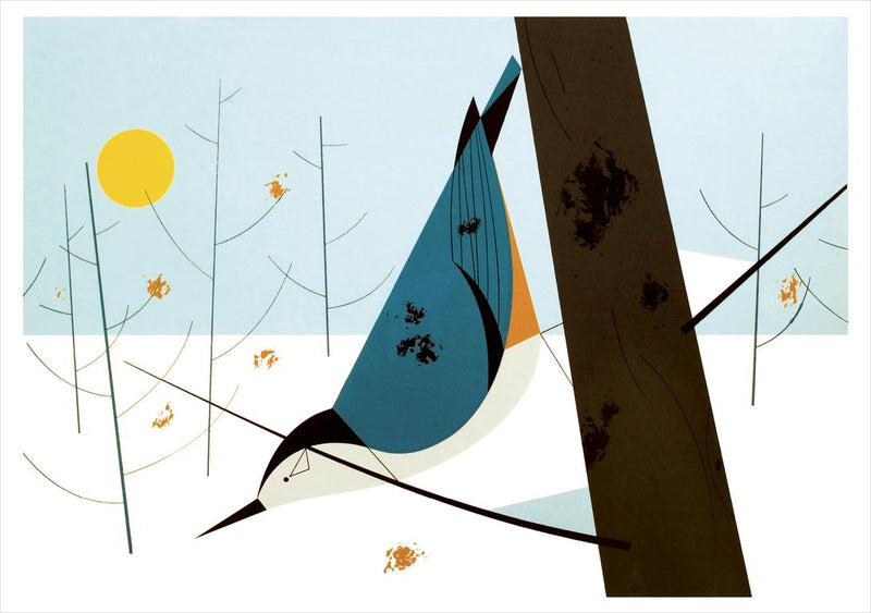 Charley Harper: Bird Holiday Card Assortment- White-breasted Nuthatch