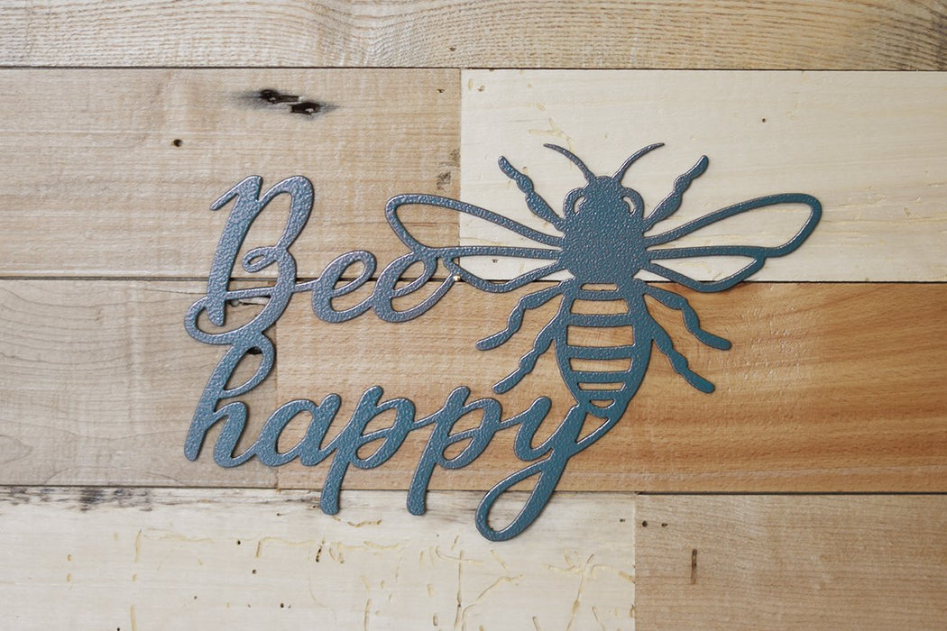 Bee Happy Wall Art with wooden background