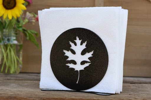 black oak leaf napkin holder