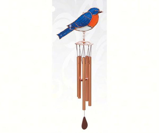 bluebird stained glass wind chime