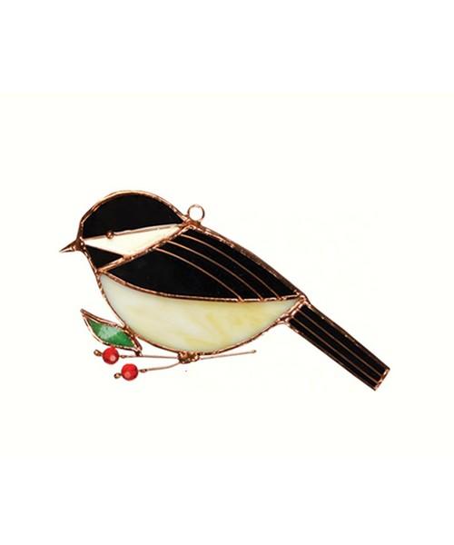 Stained Glass Chickadee Suncatcher