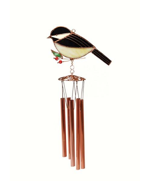 Chickadee Stained Glass Wind Chime