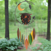 Spikey Owl with Moon Glass Chime