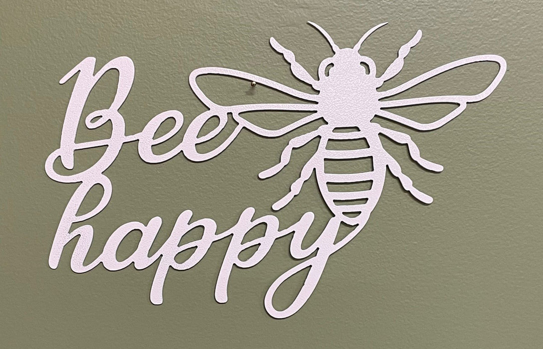 Bee Happy Wall Art with green background