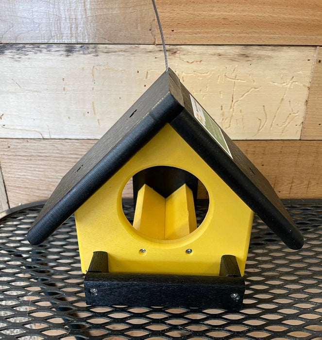 Peanut Butter Jar Feeder in Black and Yellow