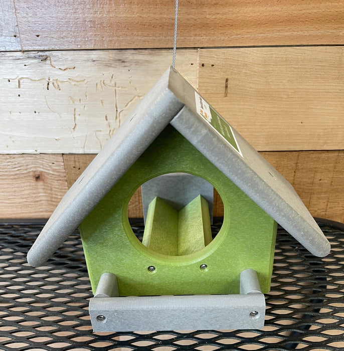 Peanut Butter Jar Feeder in Gray and Lime