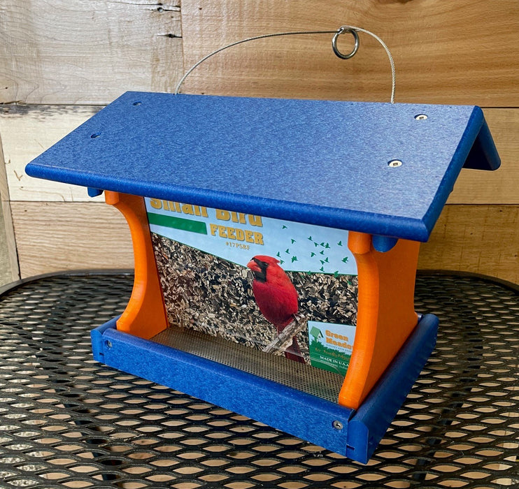 Small Bird Feeder in Blue and Orange