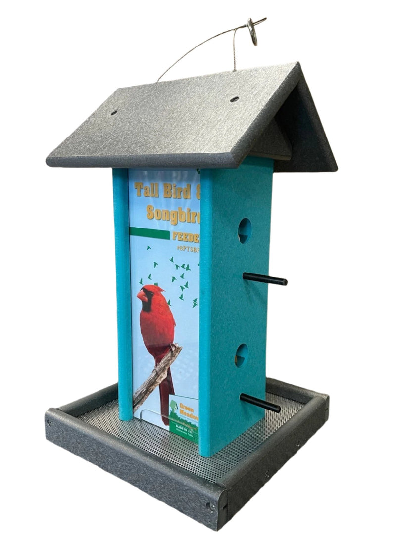 Songbird Feeder in Gray and Aqua
