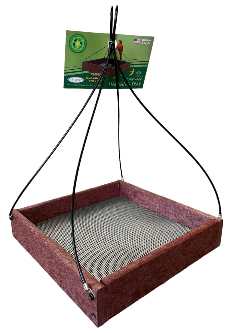 Hanging Tray Recycled Feeder -  9" x 9" in Cherrywood