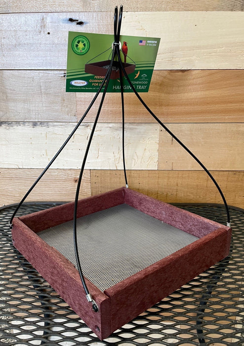 Hanging Tray Recycled Feeder -  9" x 9" in Cherrywood