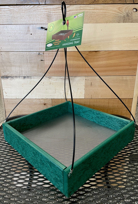 Hanging Tray Recycled Feeder -  12" x 12" in Green