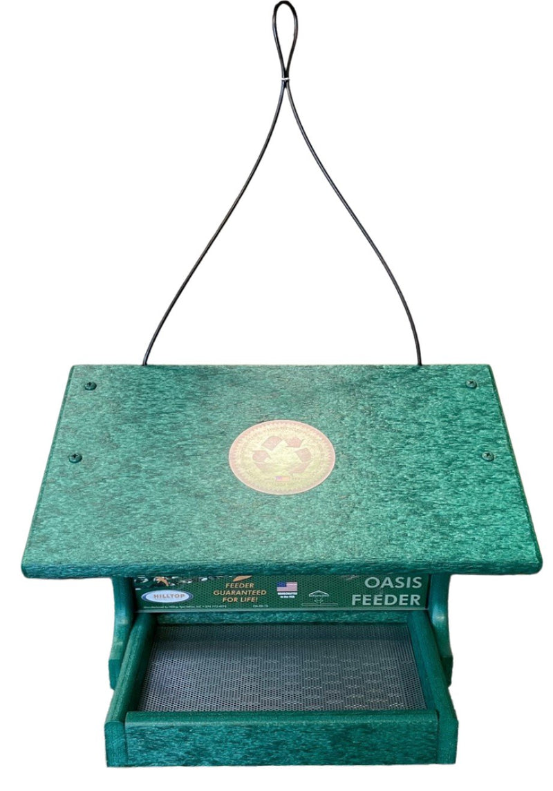 Oasis Recycled Bird Feeder in green front view