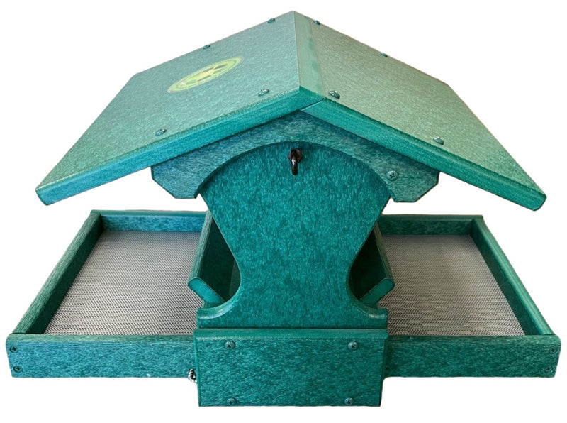 Mini Magnet Post Mount Recycled Feeder in green side view