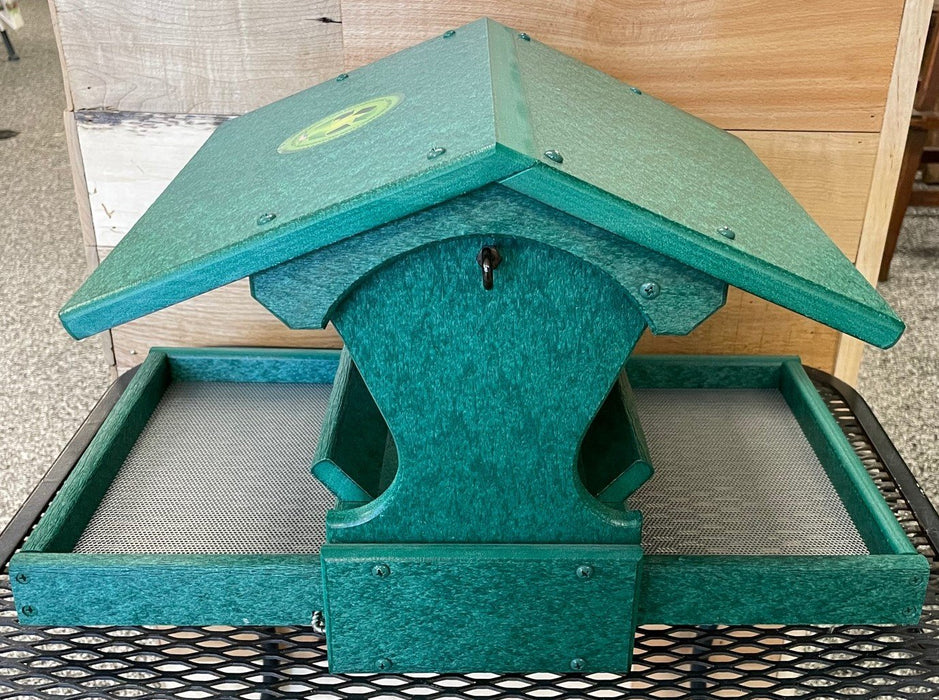 Mini Magnet Post Mount Recycled Feeder in green side view