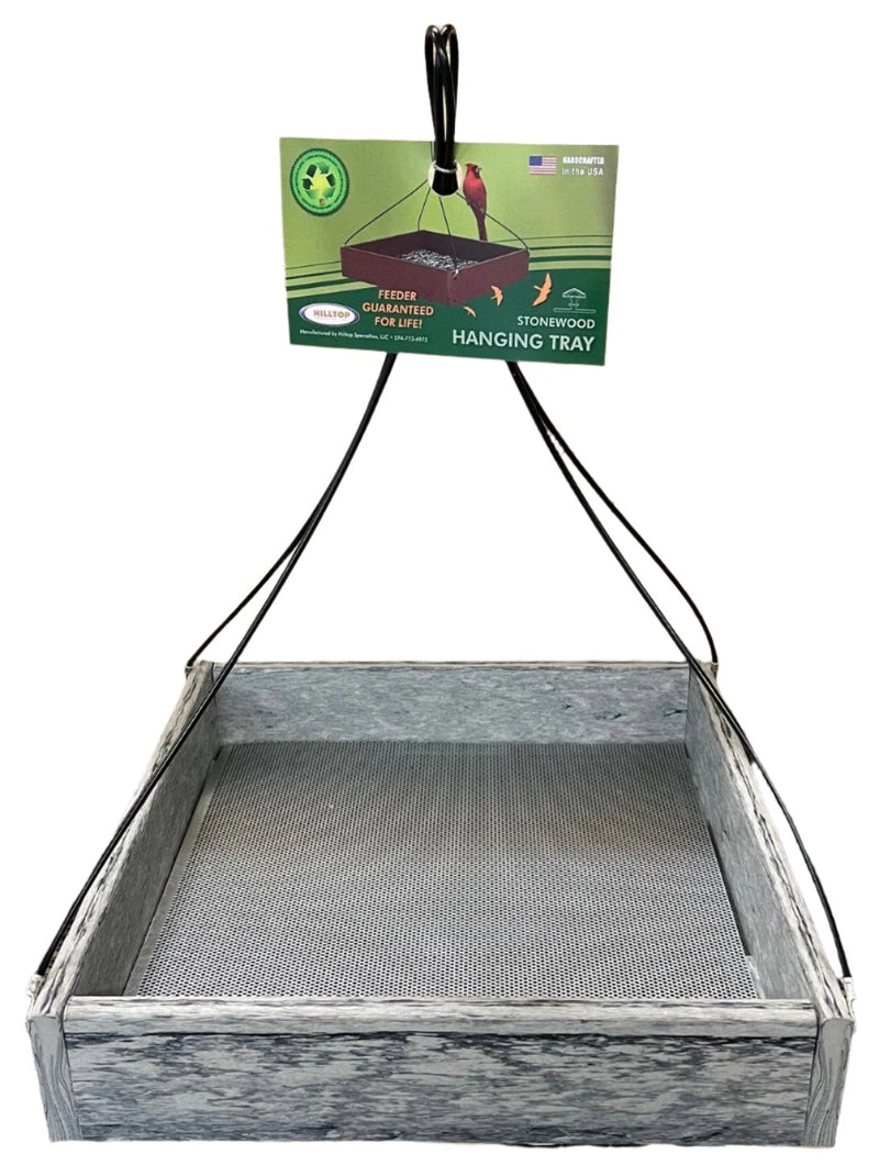 Hanging Tray Recycled Feeder -  12" x 12" in Marble Gray