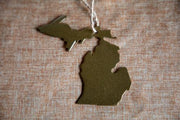 gold Michigan metal ornament