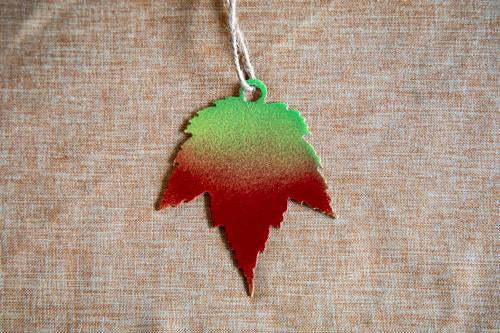 fall color red maple metal leaf ornament