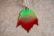fall color metal maple leaf Christmas ornament