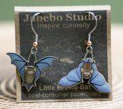 Jabebo little brown bat earrings