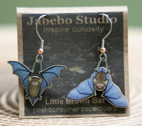 Jabebo little brown bat earrings