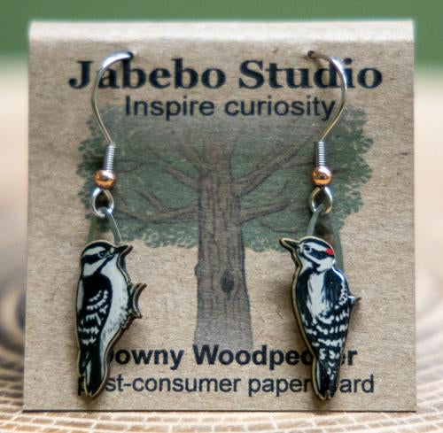 Jabebo downy woodpecker earrings