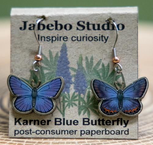 Jabebo karner blue butterfly earrings