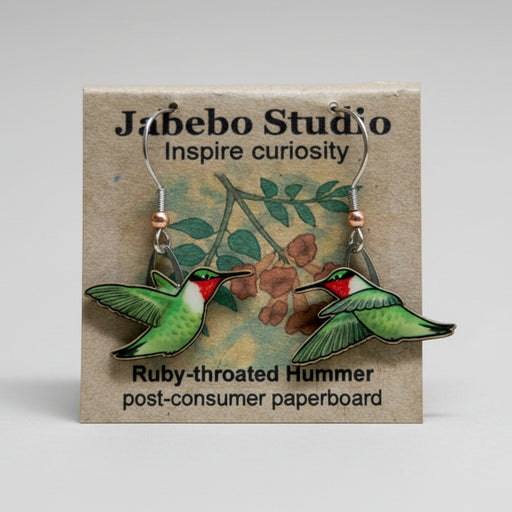 Ruby-Throated Hummingbird earrings