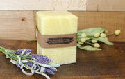 Palm Wax Square Pillar Candle in yellow lemongrass lavender