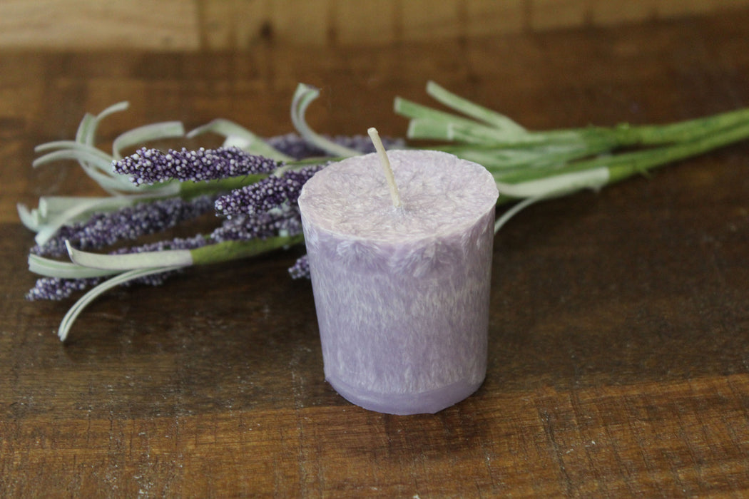 Palm Wax Round Votive Candle lavender in lemongrass lavender