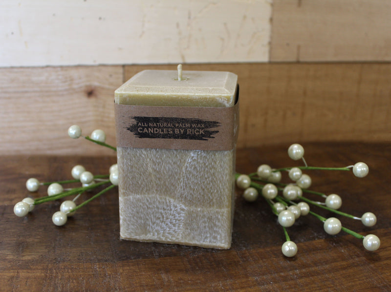 Palm Wax Square Pillar Candle in tan hazelnut coffee