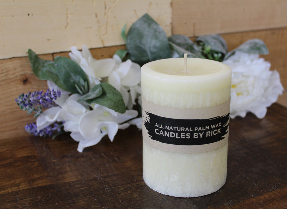 Palm Wax Round Pillar Candle in White Coconut