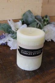 Palm Wax Round Pillar Candle in White Unscented