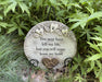 Serene Garden Stone in Pet Heart Pattern shown in flower bed with Garden Stone Easel