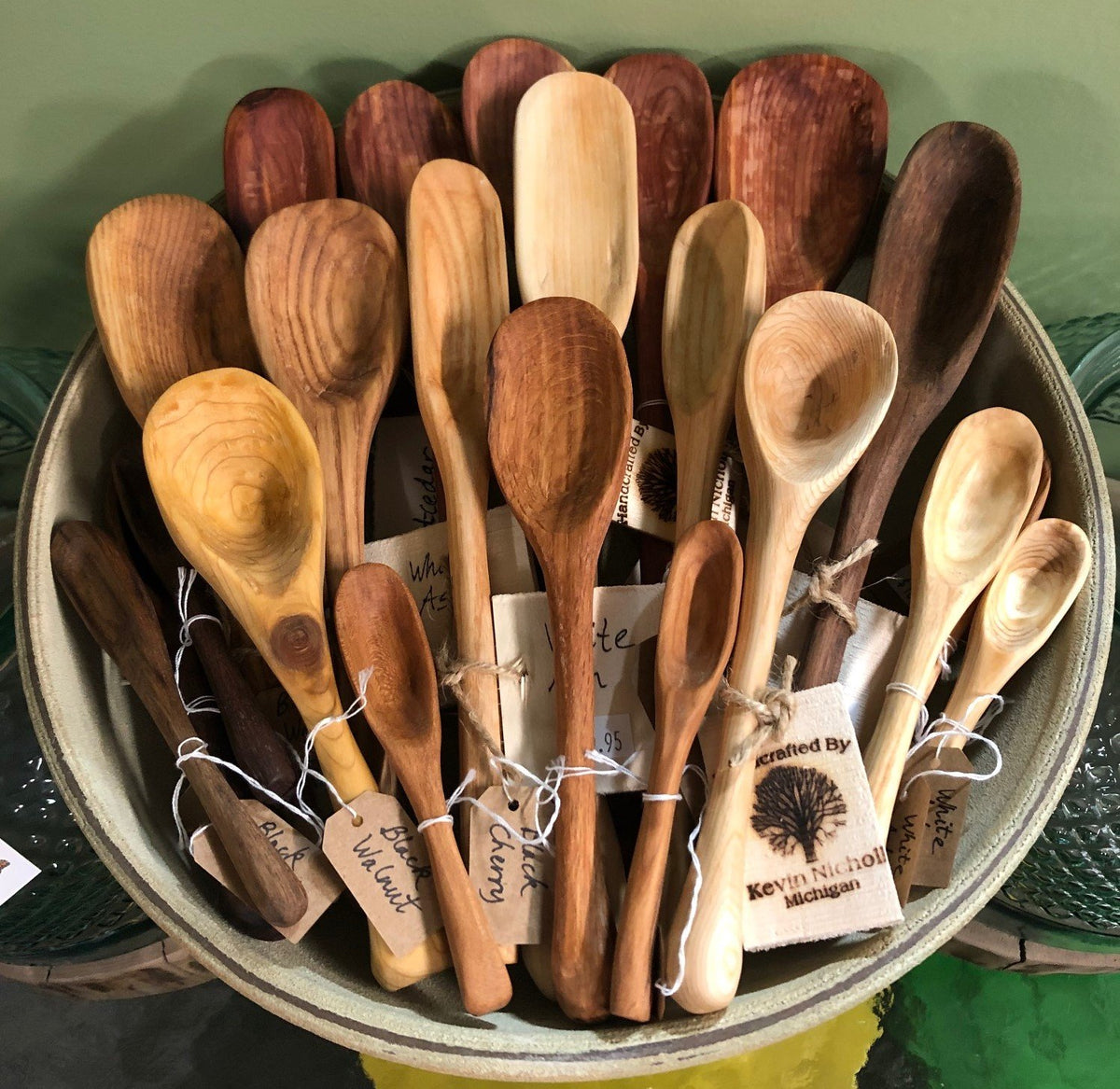 Seven Piece Hand Crafted Cherry Wood Cooking Utensil Set by Four Leaf Wood  Shop