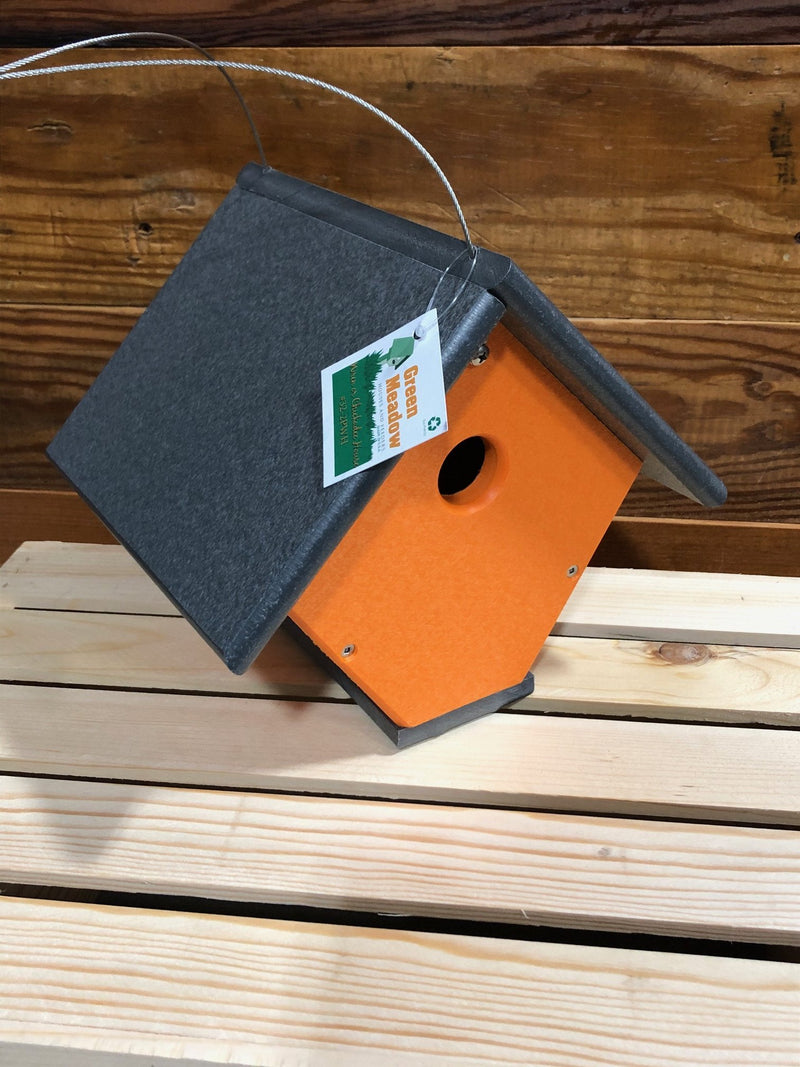 Wren or chickadee house in grey and orange