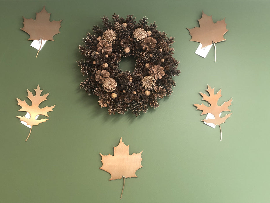 Sugar Maple and Upland Pin Oak Leaf Wall Art with Wreath