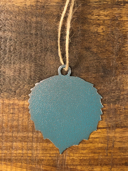 Bigtooth Aspen Leaf Ornament in Blue Copper