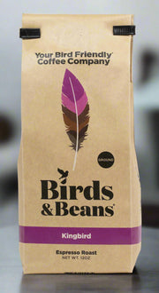 Kingbird Espresso Roast Ground Extra Fine Coffee 12 oz bag with white background