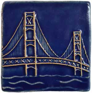 4x4 Mackinac Bridge tile in Lake Michigan blue
