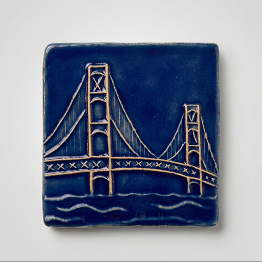 4x4 Mackinac Bridge tile in Lake Michigan blue