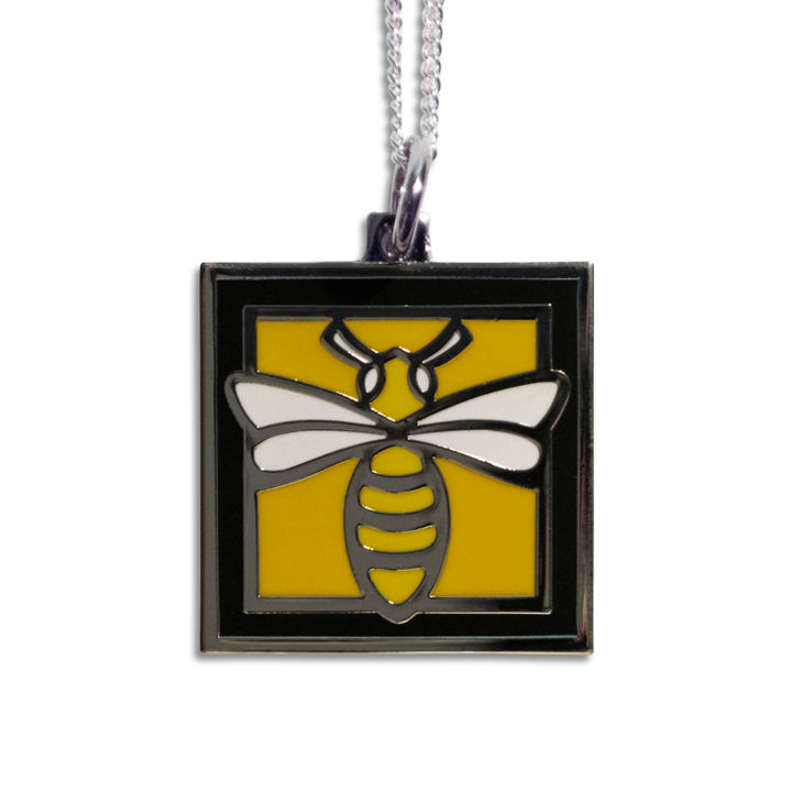Bee Pendant Necklace with Black Border