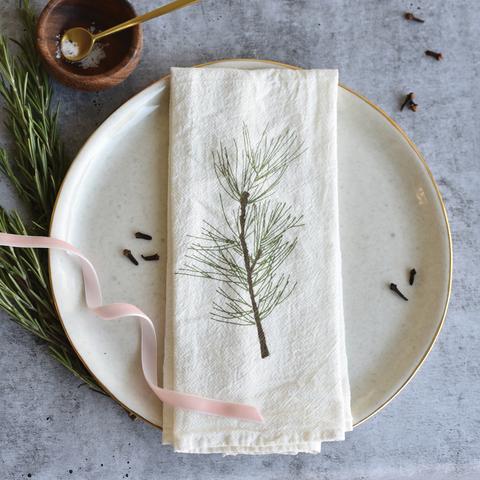 Winter Greens Napkin Set on plate